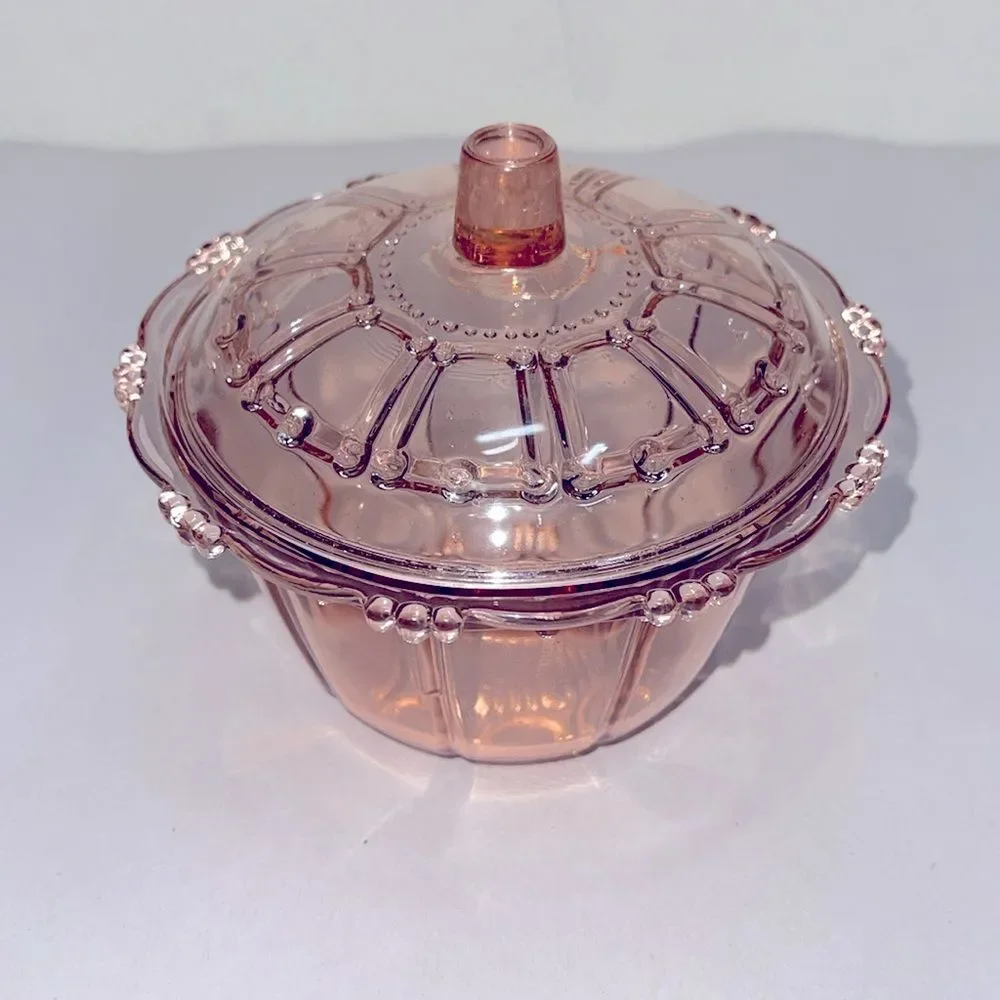 Kig Indonesia Pink Candy/Sugar Bowl with Lid.